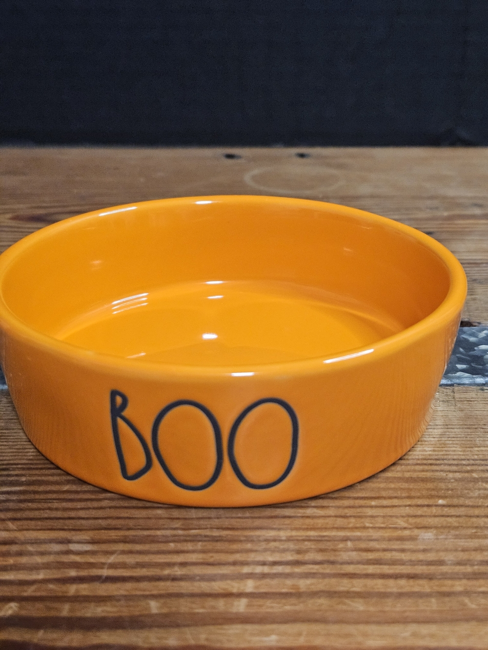 Rae Dunn Orange "BOO" Ceramic Pet Bowl